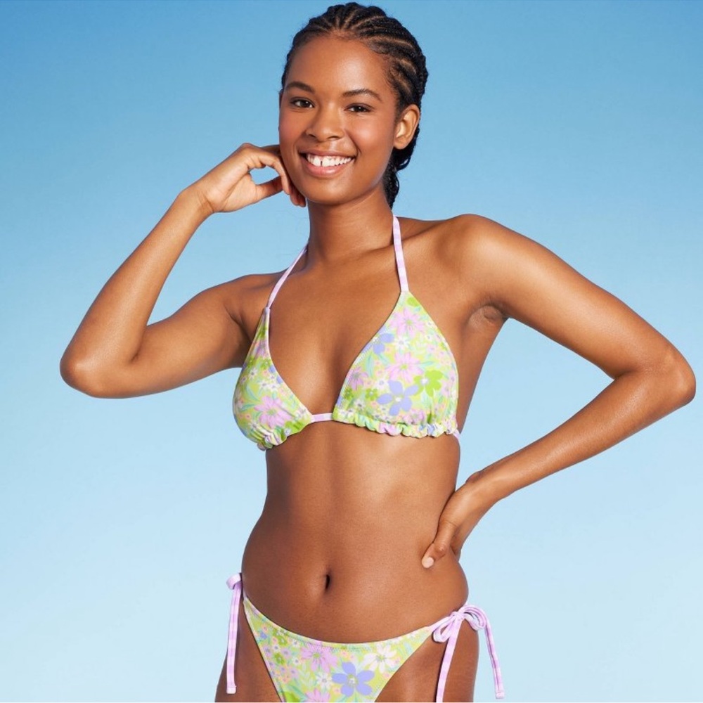 NWT Women's Reversible Triangle Bikini Top - Wild Fable